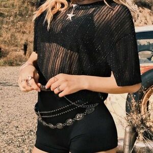 Sparkle Laced Sheer Crop Top size small and large